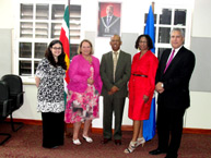 Commissioners Dinah Shelton and Tracy Robinson in a meeting with Winston Lackin, Minister of Foreign Affairs of Suriname.