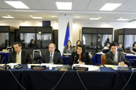 Foto Salón Rubén Darío 3: Comisionado Florentín Meléndez; Primer Vicepresidente de la CIDH, Comisionado Víctor Abramovich; Presidenta de la CIDH, Comisionada Luz Patricia Mejía; y Comisionado Paolo Carozza; en audiencia celebrada durante el 134 Período de Sesiones de la CIDH, en la sede de la Comisión en Washington, D.C., en marzo de 2009.