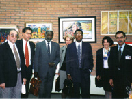 Comisionado Oscar L. Fappiano, Presidente de la CIDH, John Donaldson y Comisionado Jean Joseph Exumé con el Defensor del Pueblo de Colombia, José Fernando Castro Caycedo.