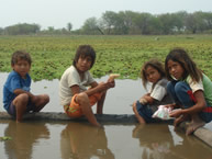 Children from the Yakye Axa community of the Enxet, Sanapaná, and Angaité peoples, in the Paraguayan Chaco