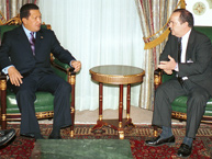 El Presidente de Venezuela, Hugo Chávez Frías, y el Presidente de la CIDH, Comisionado Juan Méndez.