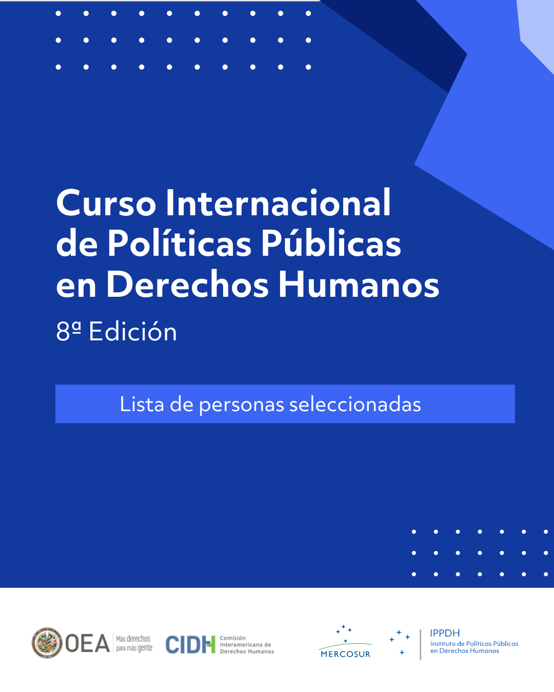 Personas seleccionadas para la 8 edicin del Curso Internacional de Polticas Pblicas en Derechos Humanos